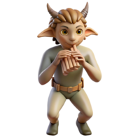 elegant contemporary A mischievous satyr playing a pan flute in a sun-drenched forest glade, light reflecting off his goat-like legs. Impressionist style authentic png