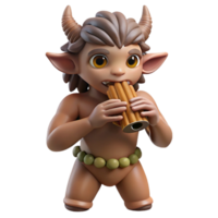 vibrant traditional A mischievous satyr playing a pan flute in a sun-drenched forest glade, light reflecting off his goat-like legs. Impressionist style exclusive png