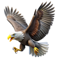 serene rustic A majestic bald eagle soaring through the sky, clutching a fish in its talons. Art style powerful original png