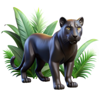 wonderful artistic A sleek black panther stalking through the jungle, illuminated by dappled sunlight filtering through the trees. Art style dramatic authentic png