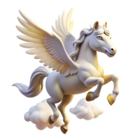 elegant vintage A graceful pegasus soaring through a cloudy sky, its white wings catching the sunlight. Romantic style high resolution png