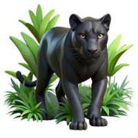 impressive rustic A sleek black panther stalking through the jungle, illuminated by dappled sunlight filtering through the trees. Art style dramatic high resolution png