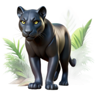 serene rustic A sleek black panther stalking through the jungle, illuminated by dappled sunlight filtering through the trees. Art style dramatic professional png
