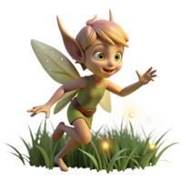 wonderful traditional A mischievous pixie flitting through a moonlit meadow, illuminated by the soft glow of the fireflies. Fantasy art style genuine png