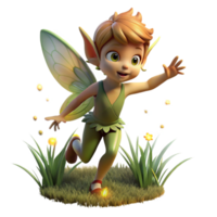 serene rustic A mischievous pixie flitting through a moonlit meadow, illuminated by the soft glow of the fireflies. Fantasy art style 4K png