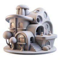 wonderful vintage 3D-printed house, complex organic forms, futuristic minimalist style, soft diffused lighting professional png