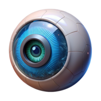 serene minimalist A highly detailed, photorealistic render of a human eye augmented with technological implants, illuminated by a scanning laser genuine png