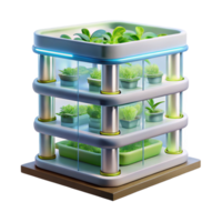 stunning creative Vertical farm, stacked layers of hydroponic crops, artificial lighting, sustainable architecture style authentic png