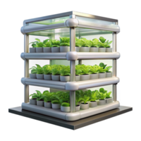 beautiful abstract Vertical farm, stacked layers of hydroponic crops, artificial lighting, sustainable architecture style high resolution png
