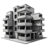 impressive minimalist Brutalist concrete apartment complex, repetitive modular units, harsh shadows, grayscale, photorealistic style 4K png