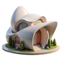 stunning contemporary Organic architecture house, flowing curves, integrated with natural landscape, soft daylight, matte painting style high resolution png