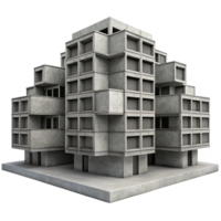 vibrant rustic Brutalist concrete apartment complex, repetitive modular units, harsh shadows, grayscale, photorealistic style high resolution png