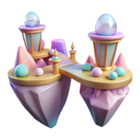 magnificent artistic Floating islands, connected by shimmering bridges, pastel colors, ethereal atmosphere, surreal style 4K png