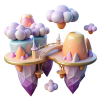 wonderful vintage Floating islands, connected by shimmering bridges, pastel colors, ethereal atmosphere, surreal style authentic png