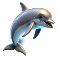 vibrant creative A playful bottlenose dolphin leaping out of the ocean, illuminated by sparkling sunlight, in a dynamic, photorealistic style premium png