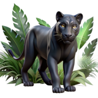 wonderful rustic A sleek black panther stalking through the jungle undergrowth, illuminated by dappled moonlight, in a dramatic, cinematic style genuine png