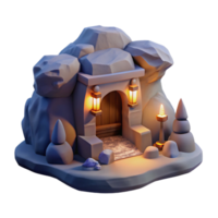elegant classic Subterranean dwelling, carved into rock, soft ambient lighting, mystical atmosphere high quality png