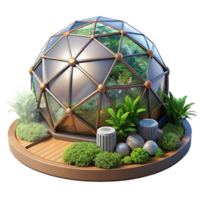 dramatic classic Bio-dome, geodesic structure, lush vegetation, controlled lighting, futuristic style genuine png