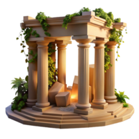 extraordinary minimalist Ancient ruins, crumbling columns, overgrown with vines, golden hour lighting, evocative style original png