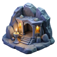 magnificent rustic Subterranean dwelling, carved into rock, soft ambient lighting, mystical atmosphere premium png