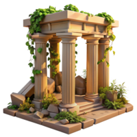 vibrant modern Ancient ruins, crumbling columns, overgrown with vines, golden hour lighting, evocative style authentic png