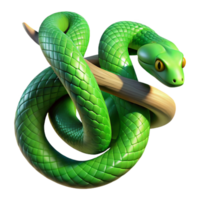 beautiful abstract A slithering green snake coiled around a tree branch, illuminated by dappled jungle sunlight, in a realistic, textured style 4K png