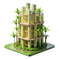 impressive rustic Bamboo skyscraper, sustainable design, natural light, eco-friendly architecture, realistic rendering premium png
