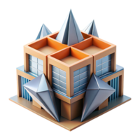 beautiful vintage Origami-inspired building, folded planes, geometric patterns, paper-like texture, architectural model authentic png