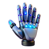 dramatic artistic A hyperrealistic robotic hand intricately crafting a microchip, illuminated by cool blue LED light, in a chiaroscuro style professional png