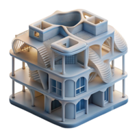 extraordinary classic 3D-printed house, layered construction, complex forms, experimental materials, architectural visualization detailed png
