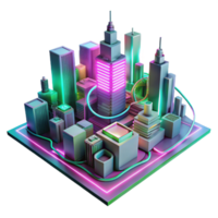 magnificent classic A futuristic cityscape composed entirely of interconnected circuit boards and glowing wires, illuminated by neon pink and green lights, in a synthwave style premium png