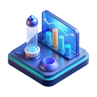 serene minimalist A sleek, holographic interface displaying complex scientific data, illuminated by the cool blue light of the display, in a minimalist, art style high resolution png