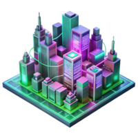 elegant vintage A futuristic cityscape composed entirely of interconnected circuit boards and glowing wires, illuminated by neon pink and green lights, in a synthwave style premium png