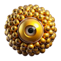 wonderful creative A swarm of nanobots forming the shape of a human eye, illuminated by a golden, ethereal light, in a surreal style premium png