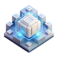 impressive minimalist A powerful quantum computer processing complex algorithms, emitting a soft, white glow, in a futuristic, isometric style authentic png