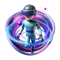 serene vintage A solitary figure in a virtual reality headset, surrounded by a swirling vortex of digital data, illuminated by pulsating neon colors, in a surreal, digital art style 4K png