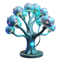 vibrant traditional A bioluminescent tree with integrated data cables, gently swaying in the breeze, illuminated by its own internal light, in a fantasy, digital painting style 4K png