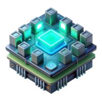 beautiful classic A close-up of a futuristic circuit board with intricate details and glowing components, illuminated by a cool, blue-green light, in a technical illustration style original png