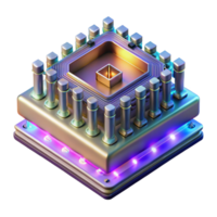 beautiful abstract A highly detailed rendering of a quantum computer, illuminated by a complex pattern of shifting, colored lights, in a scientific visualization style detailed png