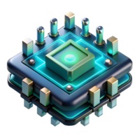 sereno minimalista un de cerca de un futurista circuito tablero con intrincado detalles y brillante componentes, iluminado por un Frío, azul verde luz, en un técnico ilustración estilo exclusivo png