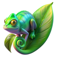vibrant vintage A vibrant chameleon clinging to a bright green leaf, reflecting iridescent colors, macro photography style, sharp focus high resolution png