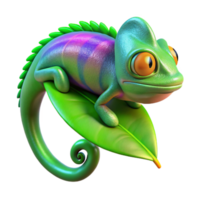 dramatic traditional A vibrant chameleon clinging to a bright green leaf, reflecting iridescent colors, macro photography style, sharp focus professional png