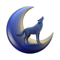 beautiful abstract A lone wolf howling at a crescent moon, silhouetted against a dark blue sky, minimalist graphic design style authentic png