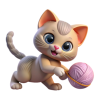 stunning modern A playful kitten batting at a ball of yarn, soft lighting, cute and cuddly, digital painting professional png