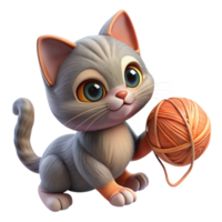elegant minimalist A playful kitten batting at a ball of yarn, soft lighting, cute and cuddly, digital painting high resolution png
