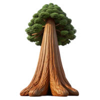 dramatic creative A giant sequoia tree towering over the forest, textured bark and massive trunk, low angle shot, nature photography style high quality png