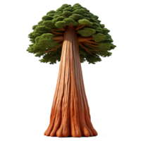 extraordinary vintage A giant sequoia tree towering over the forest, textured bark and massive trunk, low angle shot, nature photography style high quality png