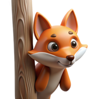 extraordinary rustic A sly fox peering out from behind a tree, dappled forest light, cunning and intelligent, wildlife photography style authentic png
