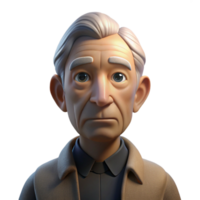 elegant contemporary Portrait of an elderly man with deep wrinkles and a thoughtful expression, lit by a single spotlight from above, in a chiaroscuro style genuine png