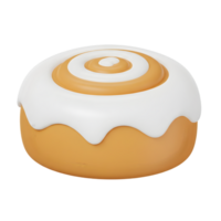 A Delightful 3D Render of a Sweet Cinnamon Roll with Creamy Icing png